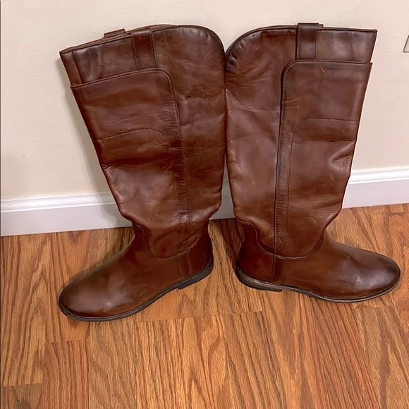 Frye Paige Cognac Brown Leather Knee-High Boots women size 5.5 NWOB